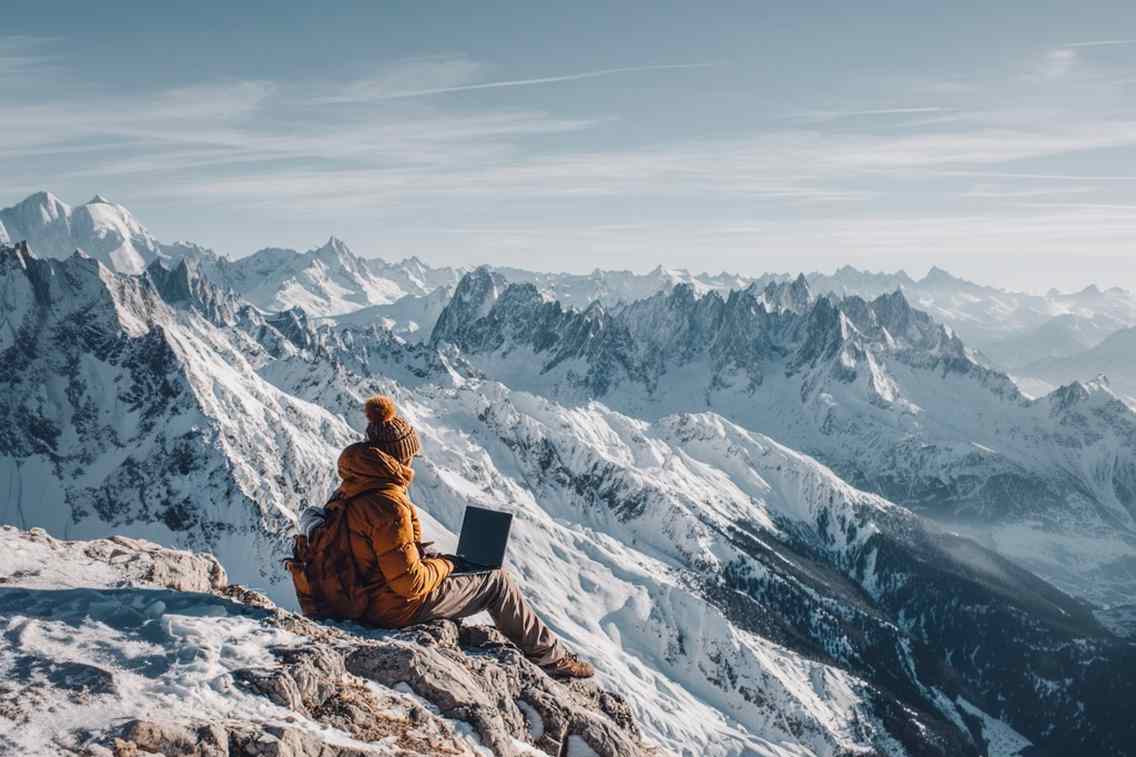 seul face à la montagne
